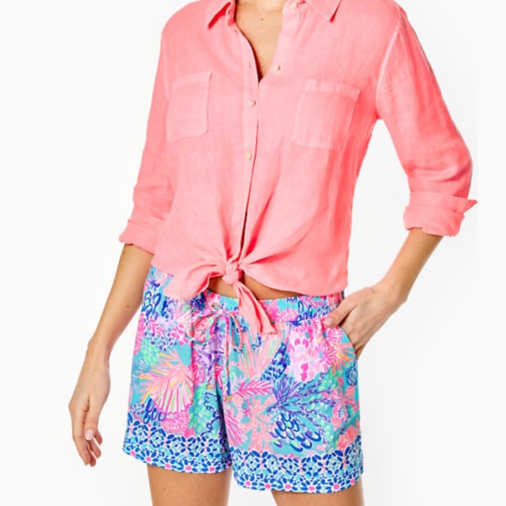 NWT Lilly Pulitzer Katia Mid-rise Shorts in Splendor in the Sand